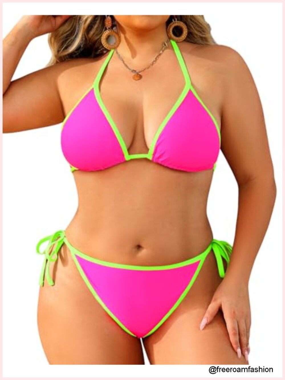 Plus Size String Bikini Set Halter Triangle Two Piece Swimsuits Padded